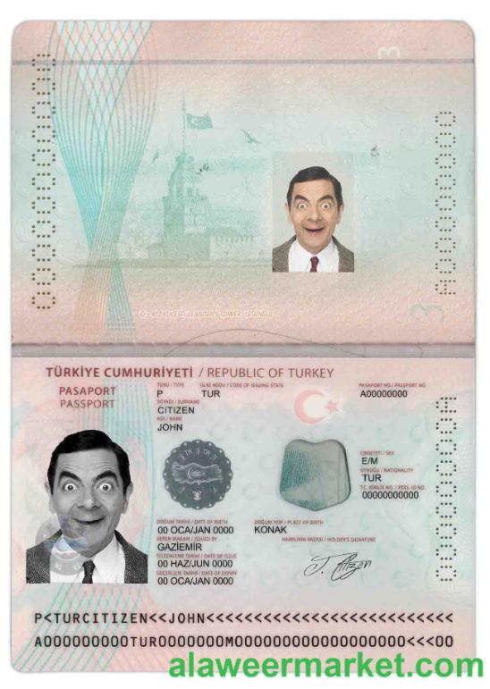 Turkey passport template in PSD format, fully editable (2018 - present)